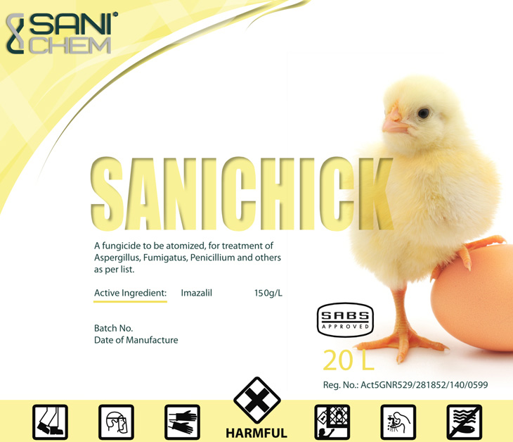 SaniChick is a flagship of SaniChem for the control of air born Aspergillus Fumigatus in the chicken hatcheries.